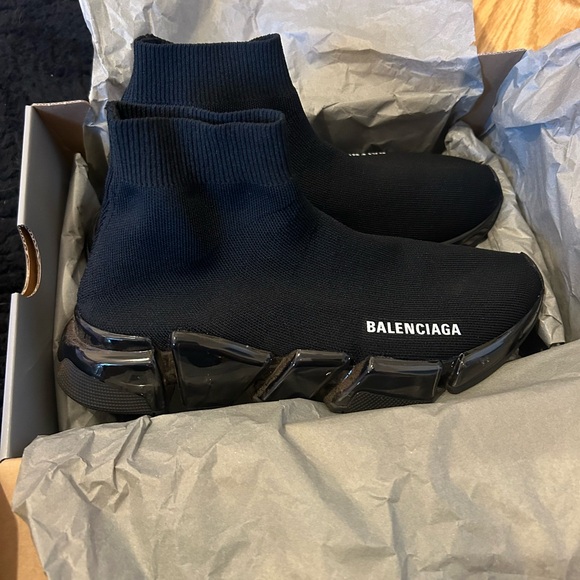 Balenciaga Speed Recycled Knit Clear Sole Sock Shoe - Picture 1 of 6